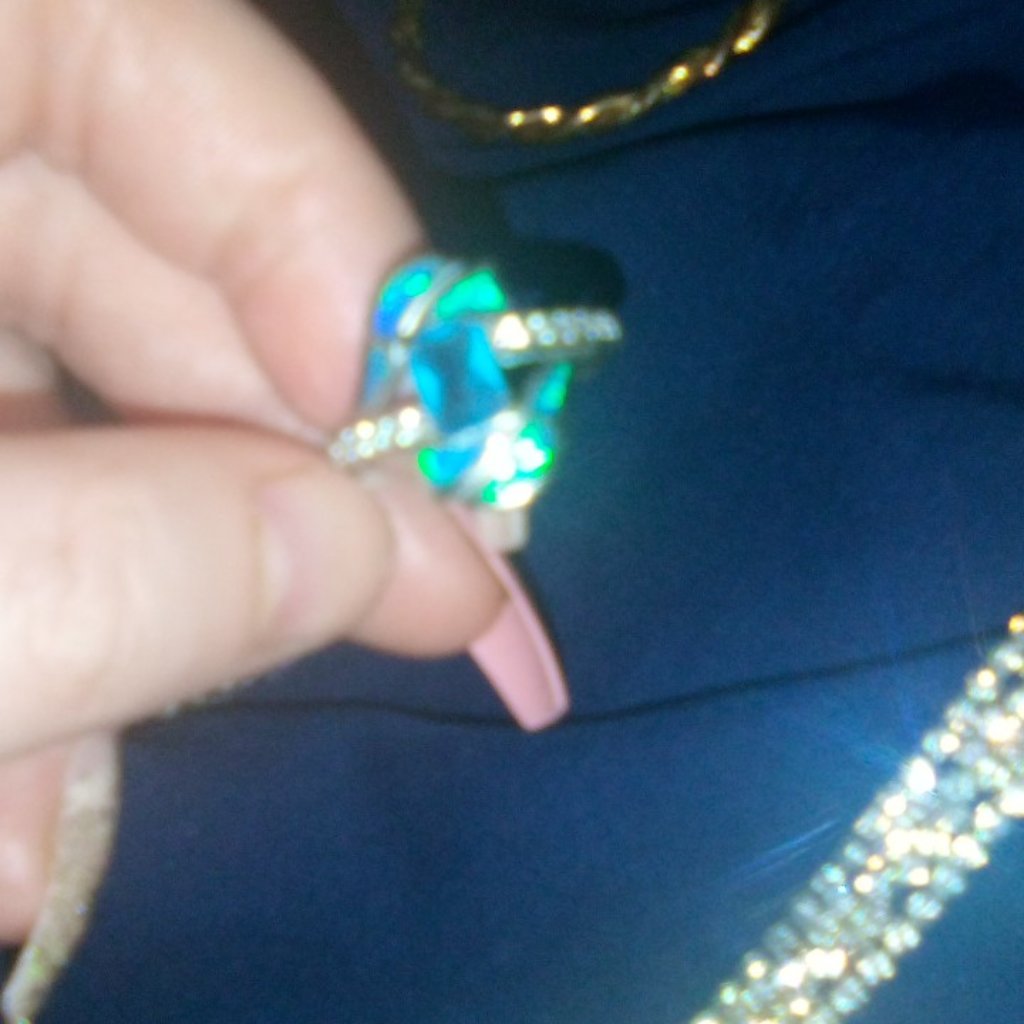 Blue Green Diamond Ring